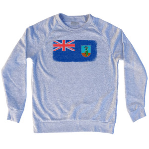 Montserrat Country Flag Adult Tri-Blend Sweatshirt - Heather Grey
