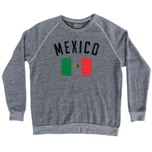 Mexico Country Flag Heritage Adult Tri-Blend Sweatshirt - Athletic Grey Mexico Country Flag Heritage Adult Tri-Blend Sweatshirt - Athletic Grey