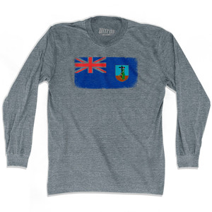 Montserrat Country Flag Adult Tri-Blend Long Sleeve T-shirt - Athletic Grey