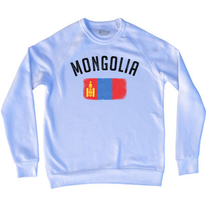 Mongolia Country Flag Heritage Adult Tri-Blend Sweatshirt - White Mongolia Country Flag Heritage Adult Tri-Blend Sweatshirt - White