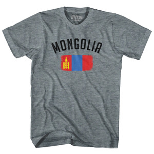 Mongolia Country Flag Heritage Adult Tri-Blend T-shirt - Athletic Grey Mongolia Country Flag Heritage Adult Tri-Blend T-shirt - Athletic Grey