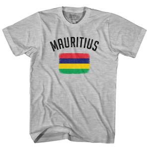 Mauritius Country Flag Heritage Womens Cotton Junior Cut T-Shirt - Grey Heather
