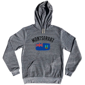 Montserrat Country Flag Heritage Tri-Blend Hoodie - Athletic Grey Montserrat Country Flag Heritage Tri-Blend Hoodie - Athletic Grey