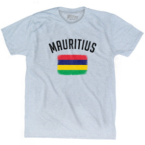 Mauritius Country Flag Heritage Adult Tri-Blend T-shirt - Athletic White Mauritius Country Flag Heritage Adult Tri-Blend T-shirt - Athletic White