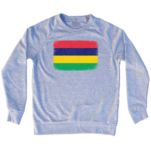 Mauritius Country Flag Adult Tri-Blend Sweatshirt - Heather Grey