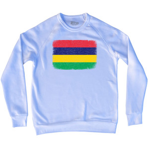 Mauritius Country Flag Adult Tri-Blend Sweatshirt - White