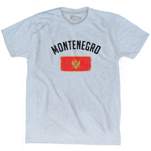 Montenegro Country Flag Heritage Adult Tri-Blend T-shirt - Athletic White