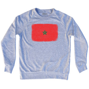 Morocco Country Flag Adult Tri-Blend Sweatshirt - Heather Grey