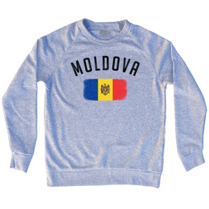 Moldova Country Flag Heritage Adult Tri-Blend Sweatshirt - Heather Grey Moldova Country Flag Heritage Adult Tri-Blend Sweatshirt - Heather Grey