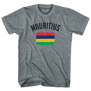 Mauritius Country Flag Heritage Adult Tri-Blend T-shirt - Athletic Grey Mauritius Country Flag Heritage Adult Tri-Blend T-shirt - Athletic Grey