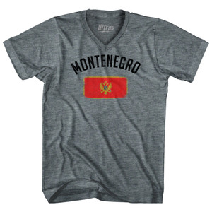 Montenegro Country Flag Heritage Tri-Blend V-neck Womens Junior Cut T-shirt - Athletic Grey Montenegro Country Flag Heritage Tri-Blend V-neck Womens Junior Cut T-shirt - Athletic Grey
