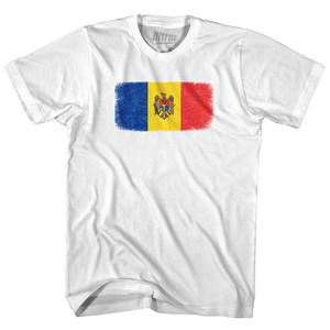 Moldova Country Flag Youth Cotton T-shirt - White Moldova Country Flag Youth Cotton T-shirt - White