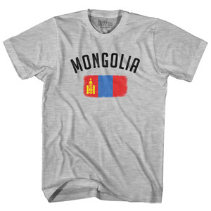 Mongolia Country Flag Heritage Adult Cotton T-shirt - Grey Heather Mongolia Country Flag Heritage Adult Cotton T-shirt - Grey Heather