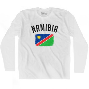 Namibia Country Flag Heritage Adult Cotton Long Sleeve T-shirt - White Namibia Country Flag Heritage Adult Cotton Long Sleeve T-shirt - White