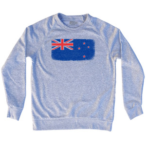 New Zealand Country Flag Adult Tri-Blend Sweatshirt - Heather Grey