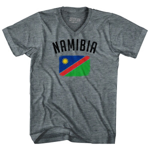 Namibia Country Flag Heritage Adult Tri-Blend V-neck T-shirt - Athletic Grey