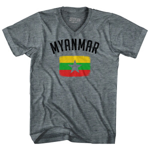 Myanmar Country Flag Heritage Tri-Blend V-neck Womens Junior Cut T-shirt - Athletic Grey Myanmar Country Flag Heritage Tri-Blend V-neck Womens Junior Cut T-shirt - Athletic Grey