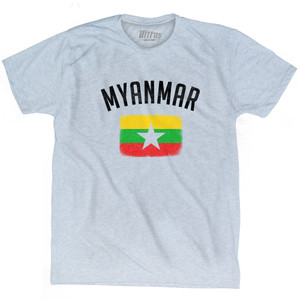 Myanmar Country Flag Heritage Adult Tri-Blend T-shirt - Athletic White Myanmar Country Flag Heritage Adult Tri-Blend T-shirt - Athletic White