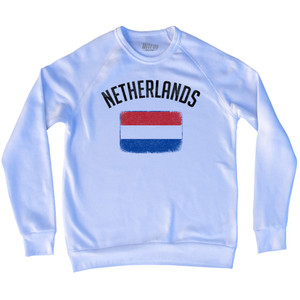Netherlands Country Flag Heritage Adult Tri-Blend Sweatshirt - White Netherlands Country Flag Heritage Adult Tri-Blend Sweatshirt - White
