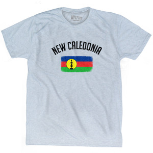 New Caledonia Country Flag Heritage Adult Tri-Blend T-shirt - Athletic White