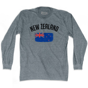 New Zealand Country Flag Heritage Adult Tri-Blend Long Sleeve T-shirt - Athletic Grey