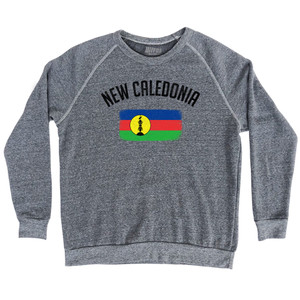New Caledonia Country Flag Heritage Adult Tri-Blend Sweatshirt - Athletic Grey