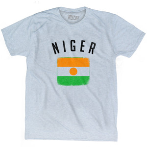 Niger Country Flag Heritage Adult Tri-Blend T-shirt - Athletic White Niger Country Flag Heritage Adult Tri-Blend T-shirt - Athletic White