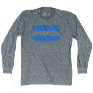 Nicaragua Country Flag Adult Tri-Blend Long Sleeve T-shirt - Athletic Grey Nicaragua Country Flag Adult Tri-Blend Long Sleeve T-shirt - Athletic Grey