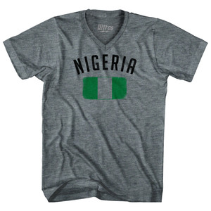 Nigeria Country Flag Heritage Tri-Blend V-neck Womens Junior Cut T-shirt - Athletic Grey Nigeria Country Flag Heritage Tri-Blend V-neck Womens Junior Cut T-shirt - Athletic Grey