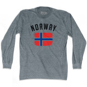 Norway Country Flag Heritage Adult Tri-Blend Long Sleeve T-shirt - Athletic Grey Norway Country Flag Heritage Adult Tri-Blend Long Sleeve T-shirt - Athletic Grey