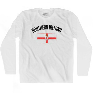 Northern Ireland Country Flag Heritage Adult Cotton Long Sleeve T-shirt - White Northern Ireland Country Flag Heritage Adult Cotton Long Sleeve T-shirt - White