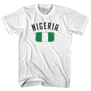 Nigeria Country Flag Heritage Adult Cotton T-shirt - White Nigeria Country Flag Heritage Adult Cotton T-shirt - White