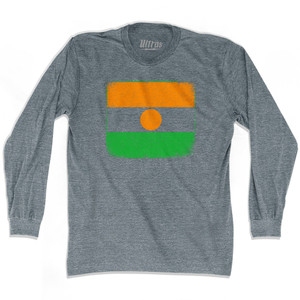Niger Country Flag Adult Tri-Blend Long Sleeve T-shirt - Athletic Grey Niger Country Flag Adult Tri-Blend Long Sleeve T-shirt - Athletic Grey