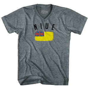 Niue Country Flag Heritage Tri-Blend V-neck Womens Junior Cut T-shirt - Athletic Grey Niue Country Flag Heritage Tri-Blend V-neck Womens Junior Cut T-shirt - Athletic Grey