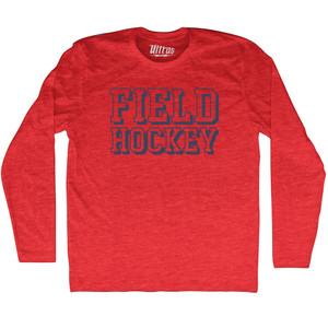 Field Hockey Adult Tri-Blend Long Sleeve T-shirt - Athletic Red