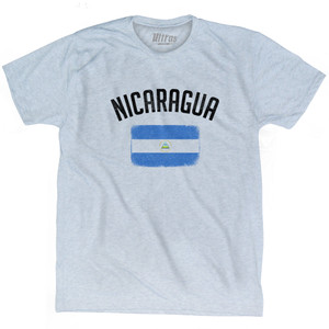 Nicaragua Country Flag Heritage Adult Tri-Blend T-shirt - Athletic White Nicaragua Country Flag Heritage Adult Tri-Blend T-shirt - Athletic White