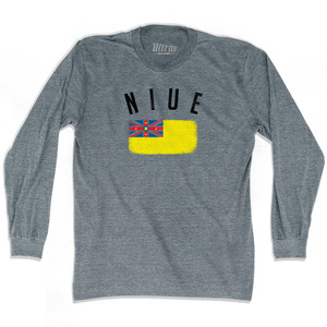 Niue Country Flag Heritage Adult Tri-Blend Long Sleeve T-shirt - Athletic Grey Niue Country Flag Heritage Adult Tri-Blend Long Sleeve T-shirt - Athletic Grey