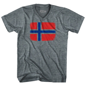 Norway Country Flag Adult Tri-Blend V-neck T-shirt - Athletic Grey Norway Country Flag Adult Tri-Blend V-neck T-shirt - Athletic Grey