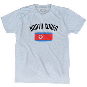 North Korea Country Flag Heritage Adult Tri-Blend T-shirt - Athletic White North Korea Country Flag Heritage Adult Tri-Blend T-shirt - Athletic White