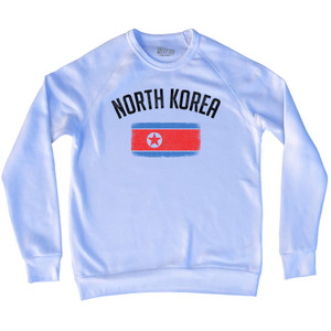 North Korea Country Flag Heritage Adult Tri-Blend Sweatshirt - White North Korea Country Flag Heritage Adult Tri-Blend Sweatshirt - White