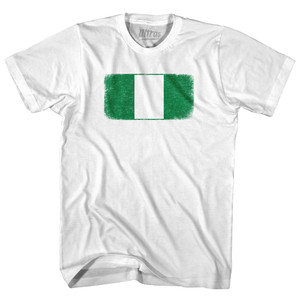 Nigeria Country Flag Adult Cotton T-shirt - White Nigeria Country Flag Adult Cotton T-shirt - White