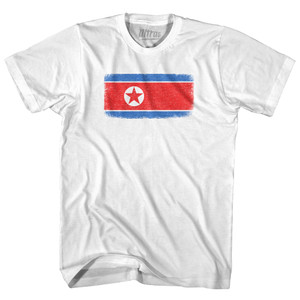 North Korea Country Flag Youth Cotton T-shirt - White North Korea Country Flag Youth Cotton T-shirt - White