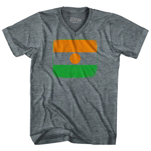 Niger Country Flag Adult Tri-Blend V-neck T-shirt - Athletic Grey Niger Country Flag Adult Tri-Blend V-neck T-shirt - Athletic Grey