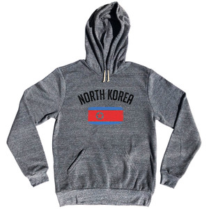 North Korea Country Flag Heritage Tri-Blend Hoodie - Athletic Grey North Korea Country Flag Heritage Tri-Blend Hoodie - Athletic Grey