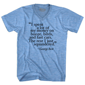George Best Quote Soccer Adult Tri-Blend V-neck T-shirt - Athletic Blue George Best Quote Soccer Adult Tri-Blend V-neck T-shirt - Athletic Blue