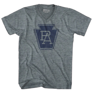 Pennsylvania PA Crest Adult Tri-Blend V-neck T-shirt - Athletic Grey Pennsylvania PA Crest Adult Tri-Blend V-neck T-shirt - Athletic Grey