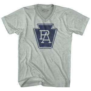 Pennsylvania PA Crest Adult Tri-Blend V-neck T-shirt - Athletic Cool Grey