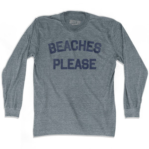 Beaches Please Adult Tri-Blend Long Sleeve T-shirt - Athletic Grey