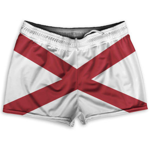 Alabama Carolina US State Flag Shorty Short Gym Shorts 2.5" Inseam Made In USA - White Red Alabama Carolina US State Flag Shorty Short Gym Shorts 2.5" Inseam Made In USA - White Red