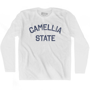 Alabama Camellia State Nickname Adult Cotton Long Sleeve T-shirt - White Alabama Camellia State Nickname Adult Cotton Long Sleeve T-shirt - White